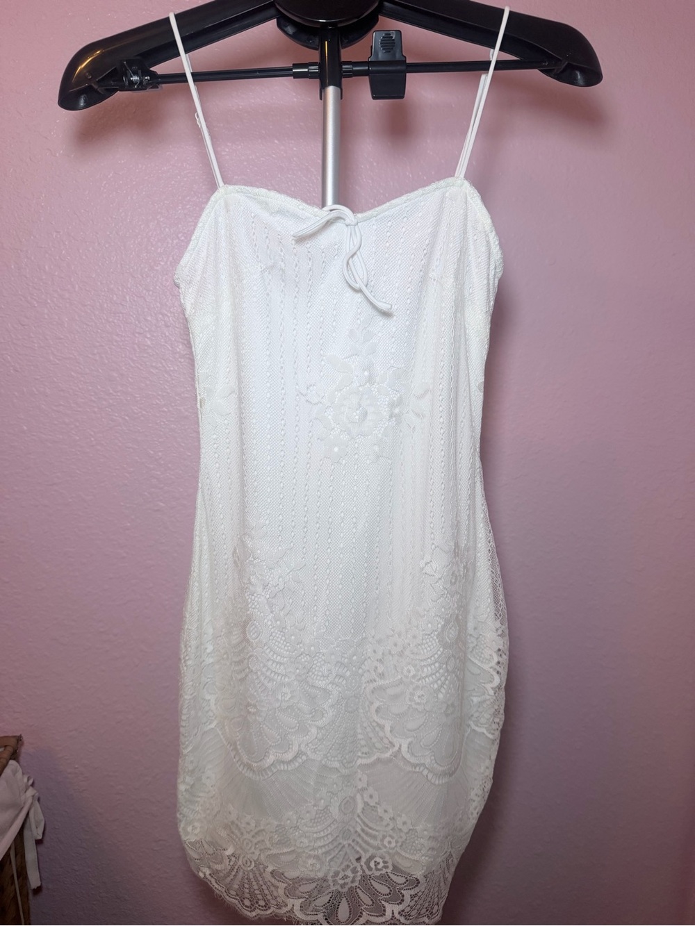 superdown White Lace Mini Slip Dress